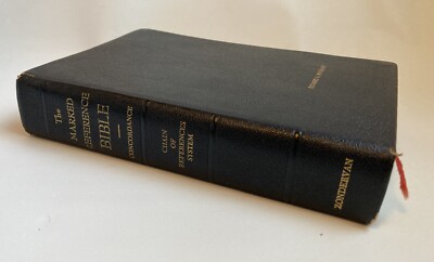 1964 Zondervan Marked Reference Bible Chain Reference King James  Black Leather-image