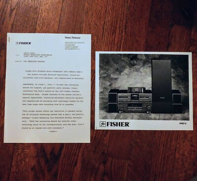RARE UNRELEASED Fisher Stereo Press/News release + 8x10 photo Pref-5-image