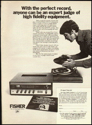 1973 Vintage Ad for Fisher CO-12 component stereo system (021012)-image