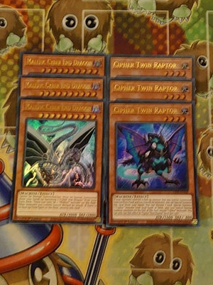 3 x Yugioh Malefic Cyber End Dragon/Cipher Twin Raptor GFP2-EN101/EN109 Mint-image