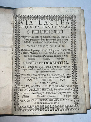 Mexico 1698 Ramirez Via Lactea vita Philippi Nerii 4to No Plates Worming Leather-image