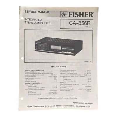 Fisher CA-856R Integrated Stereo Amplifier Service Manual-image