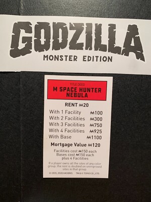 Monopoly Godzilla M SPACE HUNTER  Title Deed Card Game Replacement Piece 2020-image