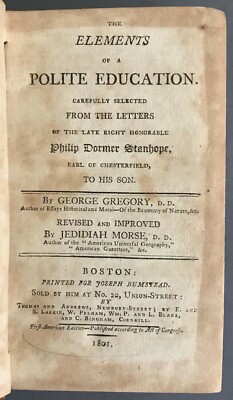 1st US Ed.  Philip Stanhope  The Elements of a Polite Education  Bumstead  1801-image