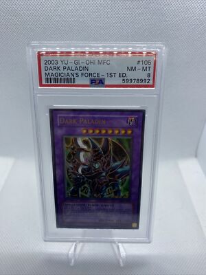 Yugioh 2003 Dark Paladin 1st Edition MFC-105 Ultra Rare Error Art PSA 9 NEW SLAB-image