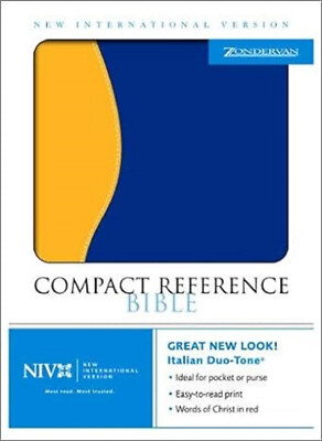 Compact Reference Bible: New International Version, Gold/Navy Italian Leather Du-image