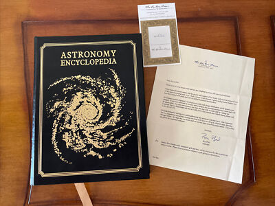 Astronomy Encyclopedia Leather Bound Collector's Ed. Sir Patrick Moore - Easton-image