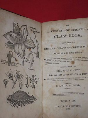 1833 LITERARY AND SCIENTIFIC CLASS BOOK / LEONARD / 7 PLATES / LEATHER-image