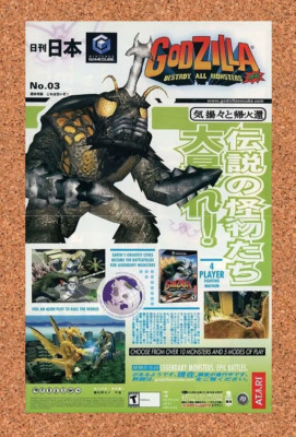 Godzilla Destroy All Monsters GameCube Original 2001 Ad Authentic Game Promo -image