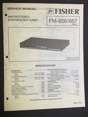 Fisher FM-856/857 Service AM/FM Stereo Synthesizer Tuner Original-image