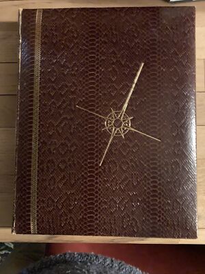 Rare Rand McNally Premier Centennial World Atlas Snakeskin Gold Leaf 1955-image