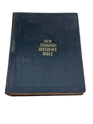 Bible 1936 New Standard Reference LARGE Format Leather Cover Gilt Edge Indexed-image