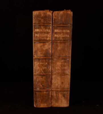 c1829 2 Vol Biblia Sacra Polyglotta English German Italian French Spanish Latin-image