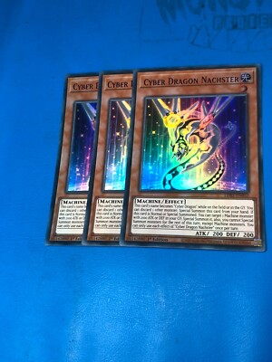 YUGIOH 3x Ultra Rare Cyber Dragon Nachster LDS2-EN032 1st Edition BLUE/PURPLE-image