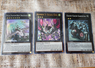 Set of 3 YU-GI-OH Cards 1st Edition 1996 Gachi Gachi, Mecha Phantom, Number 3 Ci-image