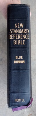 Holy Bible KJV New Standard Reference Bible Blue Ribbon Hertel 1951 Vintage -image