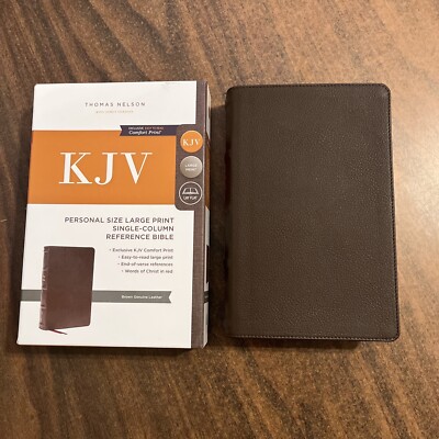 KJV Large Print Single Column Bible  - $109.99 Retail - Brown Genuine Leather-image