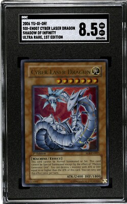 2006 Yu-Gi-Oh! SOI-EN007 Cyber Laser Dragon Ultra Rare SGC 8.5 PSA 1st edition -image