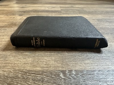 Thompson Bible Chain Reference Indexed Black Morocco Leather 3rd Edition Vintage-image
