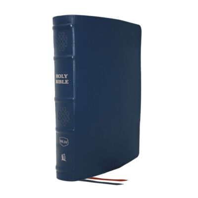 NKJV, Single-Column Reference Bible, Genuine Leather, Blue, Comfort Prin .. NEW-image