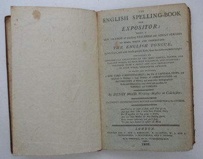 English Spelling-Book and Expositor Henry Boad 1802 Leather-Bound Dictionary-image