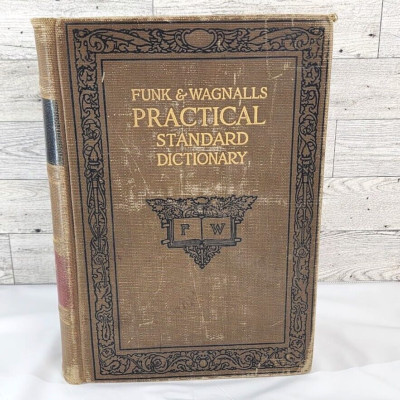 Antique 1923 Funk & Wagnalls Practical Standard Dictionary Leather Hard Cover-image