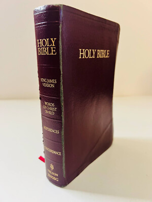1989 Nelson Reference Holy Bible 2005BG Red Letter Leather KJV Burgundy Color-image