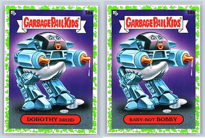 Robocop ED-209 Enforcement Droid Garbage Pail Kids 80s Spoof GREEN SP 2-Card Set-image