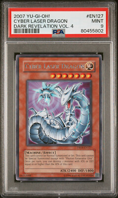 2007 YUGIOH DR04-EN126 CYBER BARRIER DRAGON RARE PSA 9 MINT #80455802-image