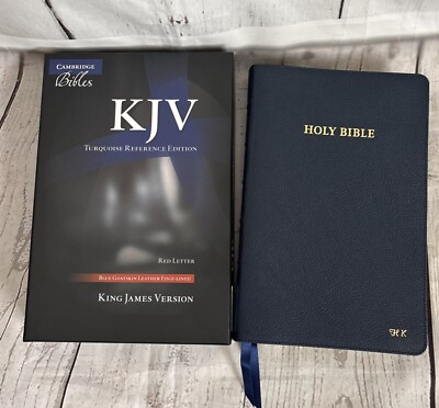 Cambridge KJV Turquoise Reference Bible Navy Blue Goatskin-image