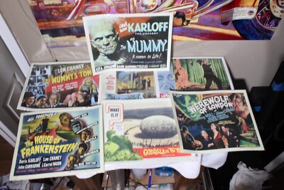 Lot of 7 Lobby Card Sets  Mummy Mummy's Tomb, Godzilla VS Thing House Frankens-image