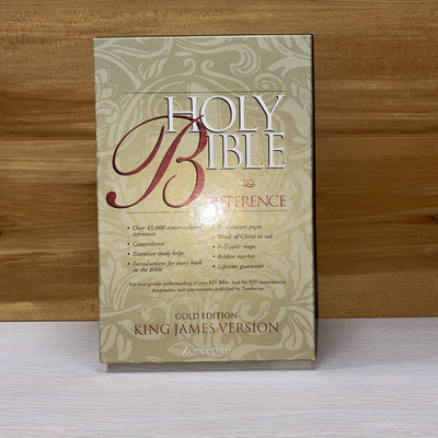 Holy Bible KJV Reference Gold Edition Zondervan Burgundy Leather In Box Sealed-image