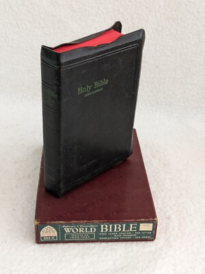 WORLD BIBLE KING JAMES VERSION Black Leathertex Reference Concordance in Box-image