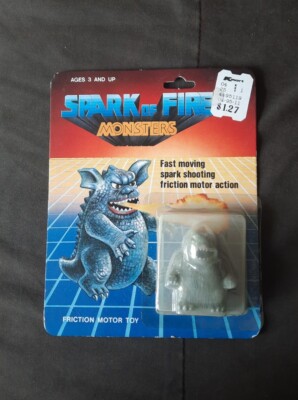 RARE Spark Of Fire Monsters KO Godzilla FRICTION TOY Sparking MOC Dusty Bubble-image