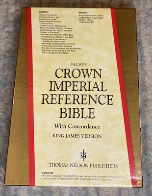 KJV Holy Bible Imperial Reference Ed., Nelson, 585 BG  Genuine Leather W/ Box-image
