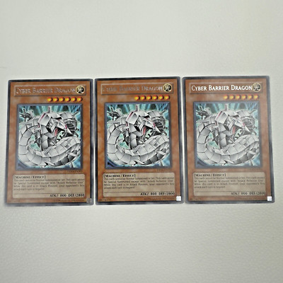 3x LOT Yugioh Cyber Barrier Dragon DP04-EN002 Unlimited Silver Foil Rare - LP-NM-image