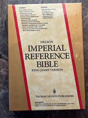 1972 Nelson KJV New King James Black Leather Imperial Reference Bible Concorda-image