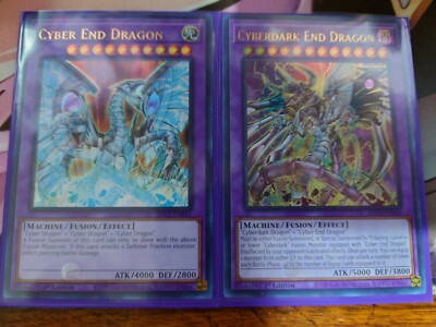 YuGiOh! Cyber End Dragon Cyberdark End Dragon Misprint Set SDCS-EN041 SDCS-EN044-image