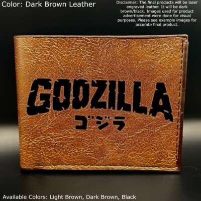 Custom Engraved GODZILLA TITLE Leather Bifold Wallet - 3 Color Choices-image