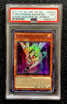 PSA 9 2021 CYBER DRAGON NACHSTER 1ST ED LEGENDARY DUELISTS PURPLE EN032 4194E112-image