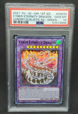 Yugioh PSA 10 GEM MINT Cyber Eternity Dragon (Green) LDS2-EN033 1st Edition-image