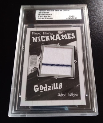 Hideki Matsui Famous Fabrics Nicknames NY Yankees 3/9 Game-Used Jersey -GODZILLA-image