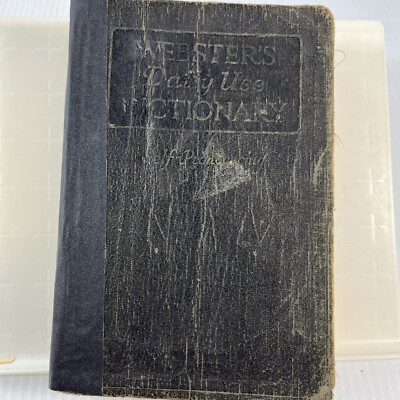 Websters Daily Use Dictionary Vintage Book Leather Bound 1924-image