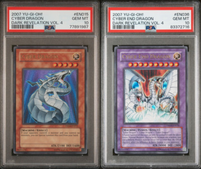 PSA 10 Cyber Dragon + Cyber End Dragon - DR04-EN015 DR04-EN036 Dark Revelation-image