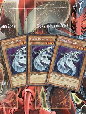 Yugioh 3x Cyber Dragon Set! Secret Rare CT03-EN002 2006 Tin Lightly Played-image