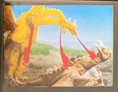 1973 vintage GODZILLA Amada Toho kaiju Card Japanese Rodan Ghidorah #47-image