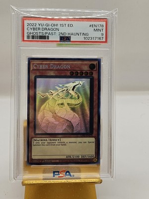 Yugioh Card 1st Ed. Cyber Dragon Ghost Rare Past:2nd Haunting GFP2-EN178 PSA 9-image