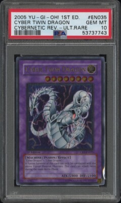 2005 EN035 Cyber Twin Dragon 1st Edition Ultimate Rare Yu-Gi-Oh! Card PSA 10-image