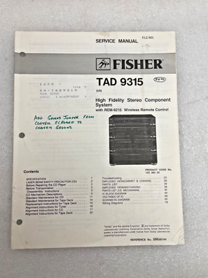 Vintage Original Fisher TAD-9315  Hi-Fi Stereo System Service Manual Repair-image