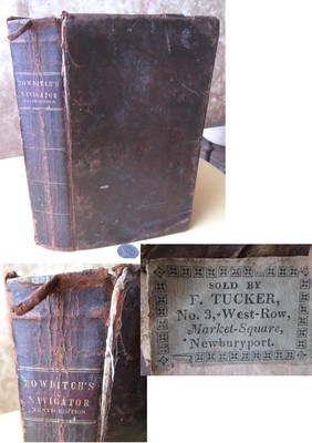 The NEW AMERICAN NAVIGATOR,Bowditch,1837,Illust. PLATES,Leather,Nautical,Marine-image